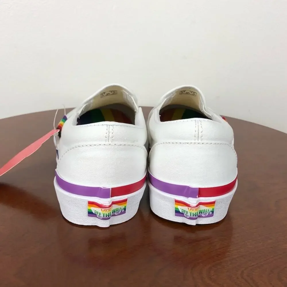 New Vans UA Classic Slip-On Sneakers White Canvas Women's Size 6